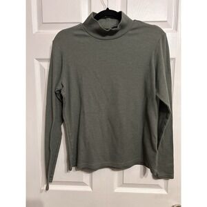 Kuhl Verona L Mock Neck Long Sleeve Ribbed Shirt Green Hiking Outdoors Basic